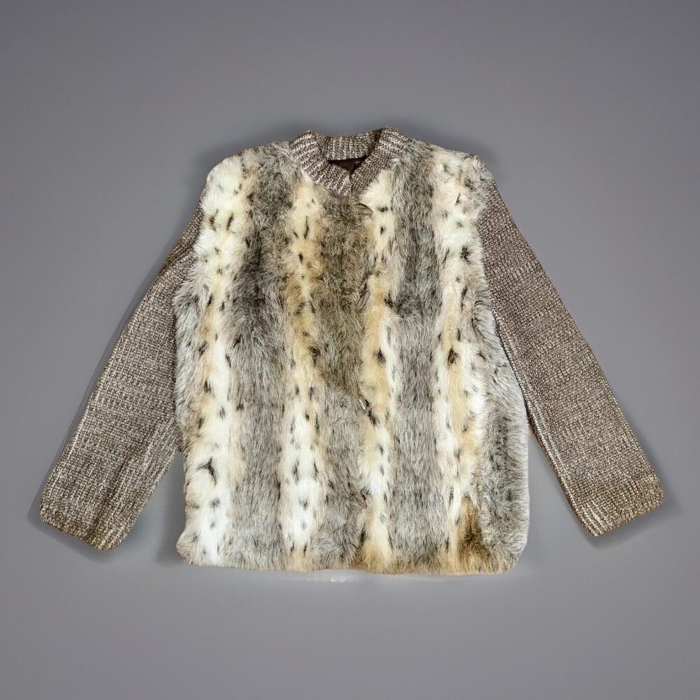 Vtg Style VI Faux Fur Lined Knit Coat Toggle Women’s M